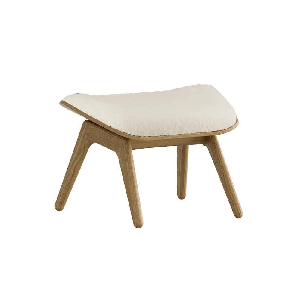 Umage The reader, ottoman pour accompagner le fauteuil, en bois et polyester, blanc teddy, chêne