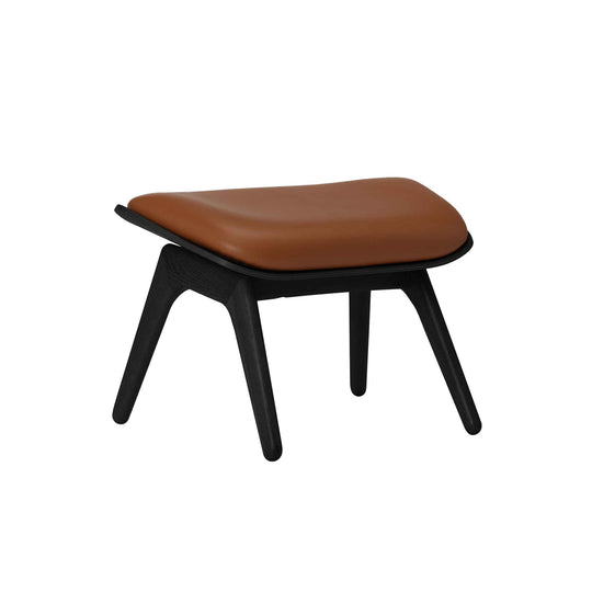 Umage The reader, ottoman pour accompagner le fauteuil, en bois et polyester, cuir cognac, chêne noir