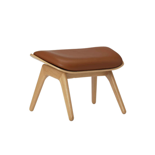 Umage The reader, ottoman pour accompagner le fauteuil, en bois et polyester, cuir cognac, chêne