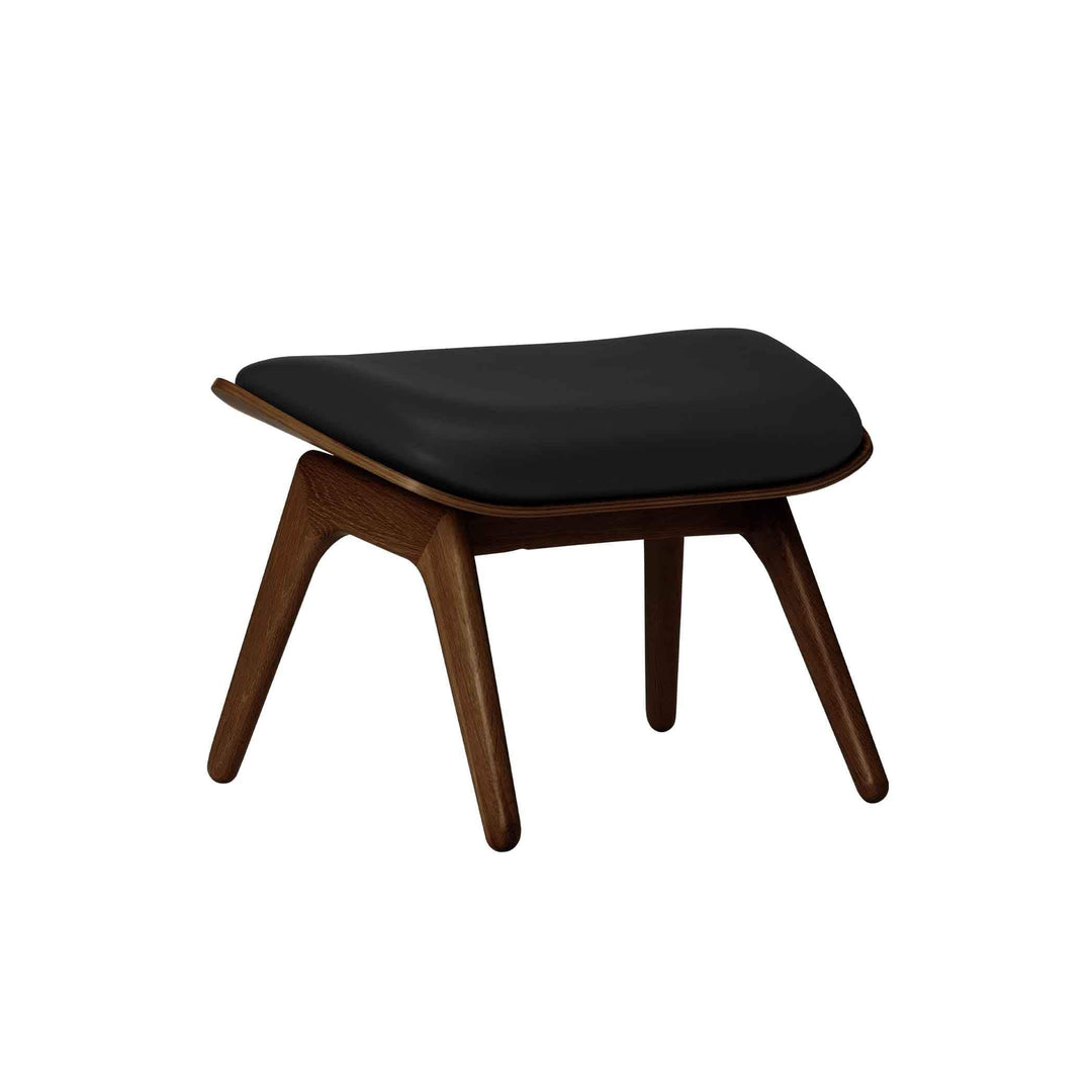 Umage The reader, ottoman pour accompagner le fauteuil, en bois et polyester, cuir noir, chêne foncé