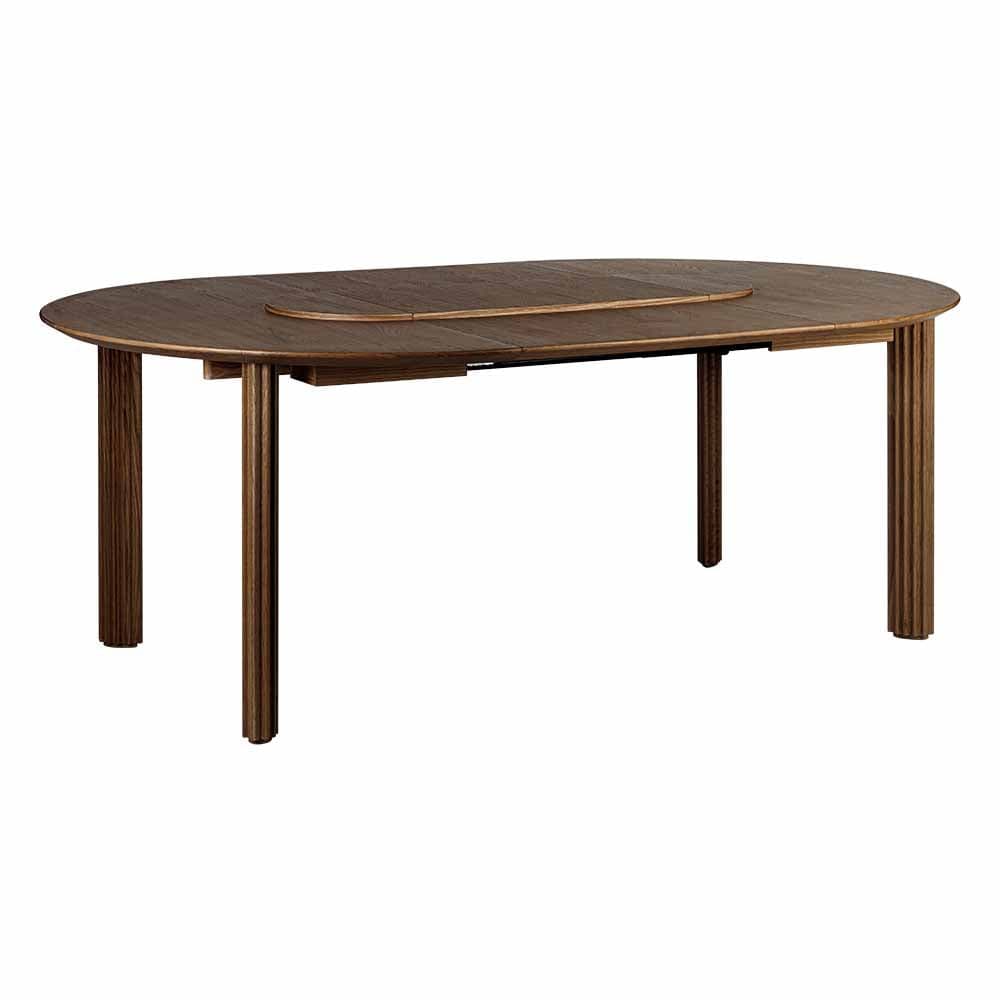 Umage Comfort Circle, table à dîner ronde et extensible pouvant accueillir jusqu'à 10 personnes, en bois, empattement ondulé, chêne foncé