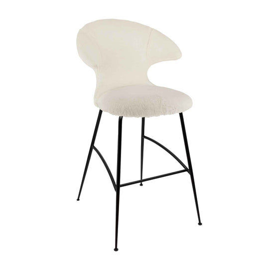 Umage Time Flies, tabouret de bar, en tissu et métal, blanc teddy, noir