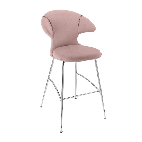 Umage Time Flies, tabouret de bar, en tissu et métal, rose des pierres, chrome