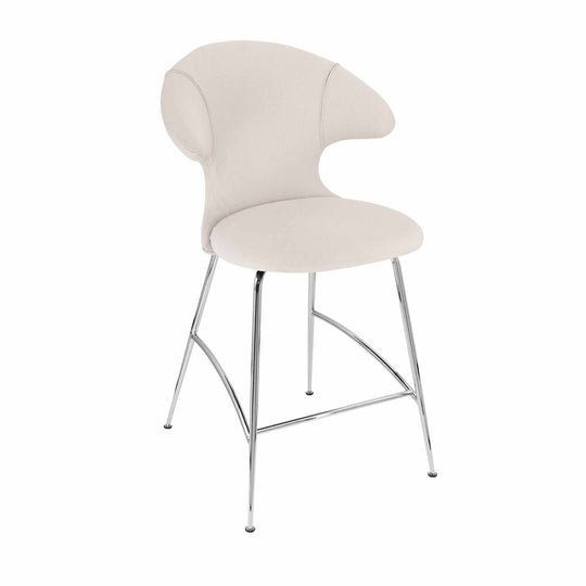 Umage Time Flies, tabouret de comptoir, en tissu et métal, sable blanc, chrome