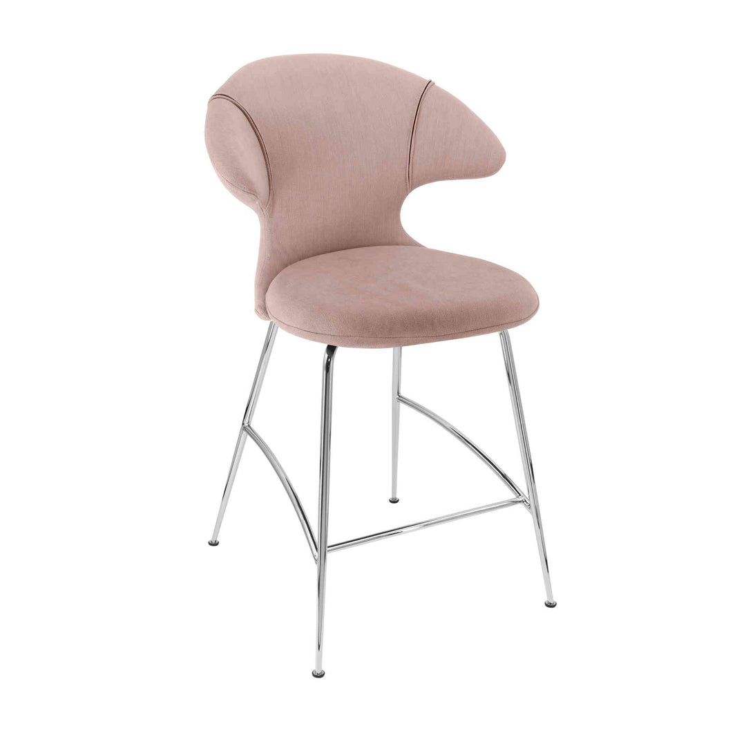 Umage Time Flies, tabouret de comptoir, en tissu et métal, rose des pierres, chrome