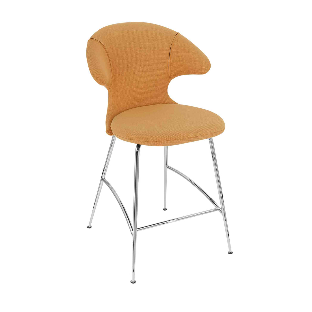 Umage Time Flies, tabouret de comptoir, en tissu et métal, tangerine, chrome