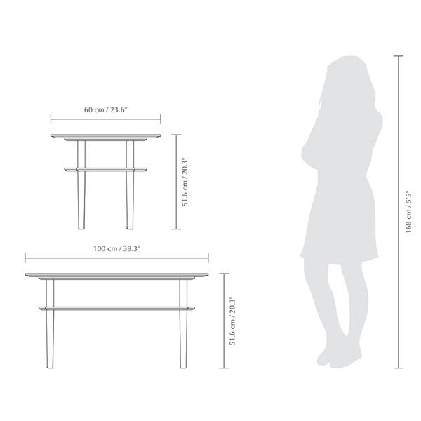 Together d'Umage, table à café rectangulaire ou carrée, en bois, dimensions