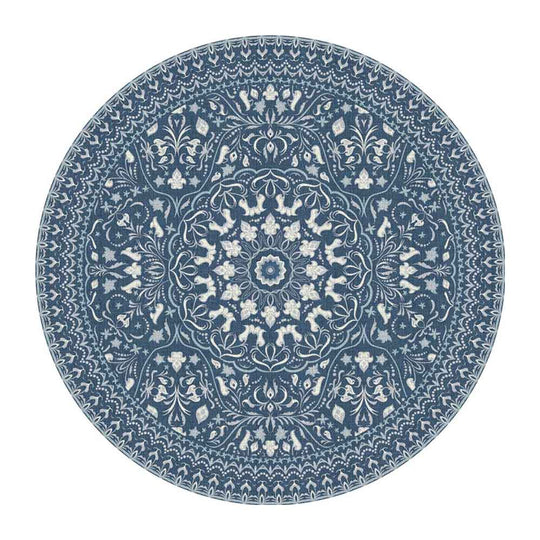 Adama Alma Mali, tapis rond et plat à motif d’une épaisseur de 5 mm, en vinyle, bleu