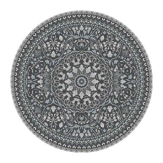 Adama Alma Mali, tapis rond et plat à motif d’une épaisseur de 5 mm, en vinyle, noir