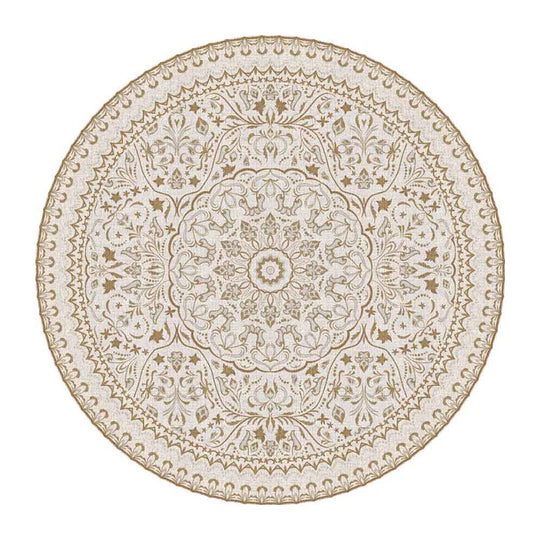 Adama Alma Mali, tapis rond et plat à motif d’une épaisseur de 5 mm, en vinyle, ochre