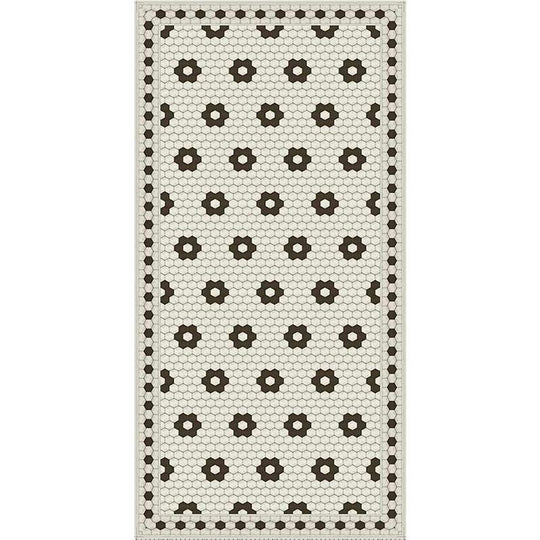 Adama Alma Petite Fleur, tapis plat à motif d’une épaisseur de 5 mm, en vinyle, noir