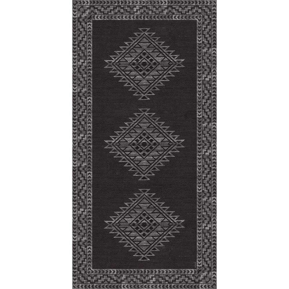 Adama Alma Cusco, tapis plat à motif d’une épaisseur de 5 mm, en vinyle, noir