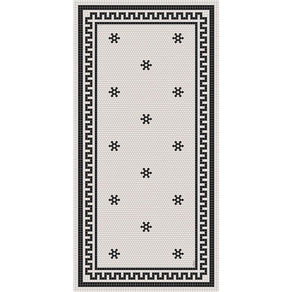 Adama Alma Tuxedo, tapis plat à motif d’une épaisseur de 5 mm, en vinyle, blanc