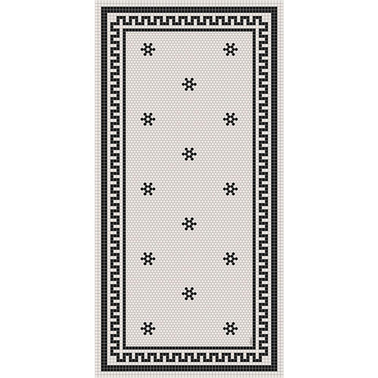 Adama Alma Tuxedo, tapis plat à motif d’une épaisseur de 5 mm, en vinyle, blanc