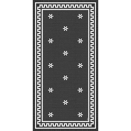 Adama Alma Tuxedo, tapis plat à motif d’une épaisseur de 5 mm, en vinyle, noir