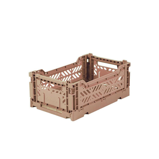 Aykasa Caisses pliantes, caisses de rangement pliables et empilables, en plastique PP, beige chaud, mini