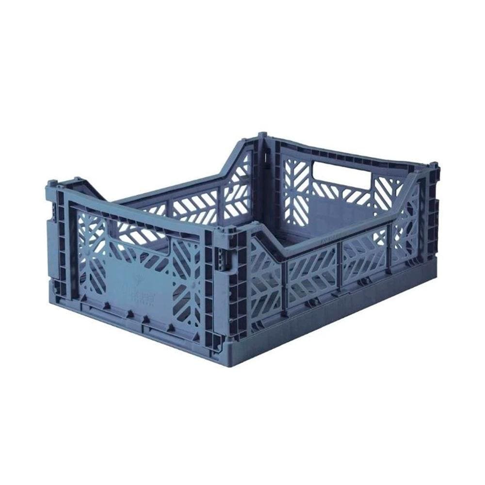 Aykasa Caisses pliantes, caisses de rangement pliables et empilables, en plastique PP, bleu cobalt, midi