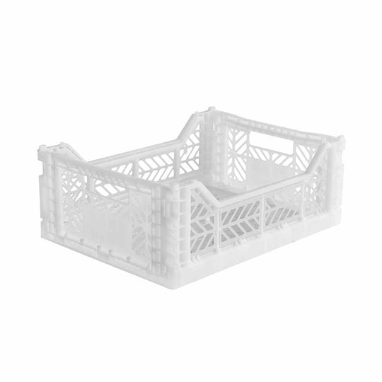 Aykasa Caisses pliantes, caisses de rangement pliables et empilables, en plastique PP, blanc, midi