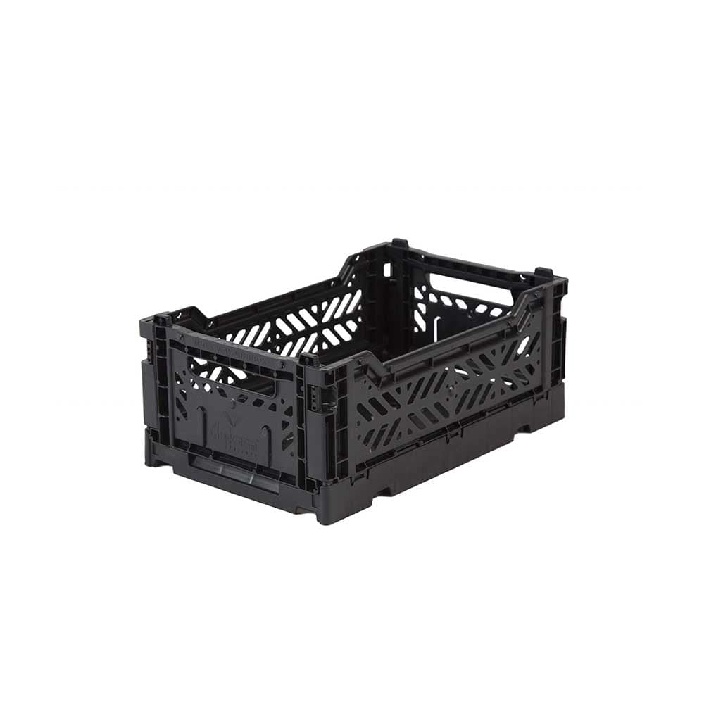 Aykasa Caisses pliantes, caisses de rangement pliables et empilables, en plastique PP, noir, mini