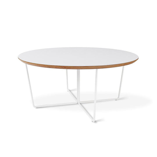 Gus* Modern Array, table basse ronde, en bois et métal, blanc