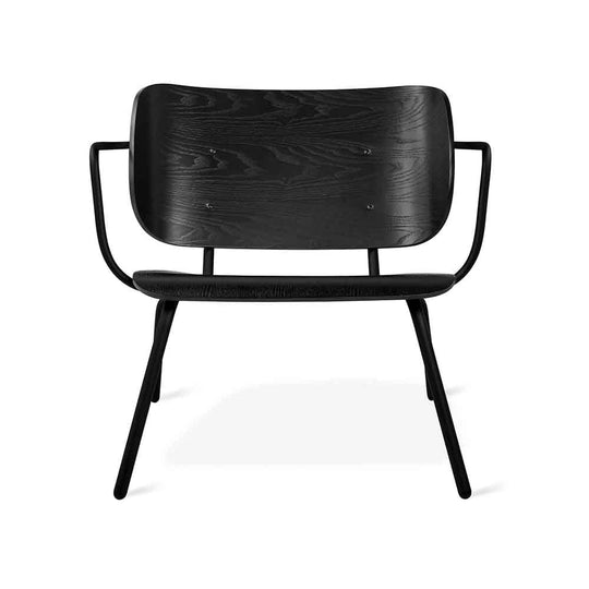  Gus* Modern Bantam, chaise lounge confortable et contemporaine, en bois et métal, frêne noir