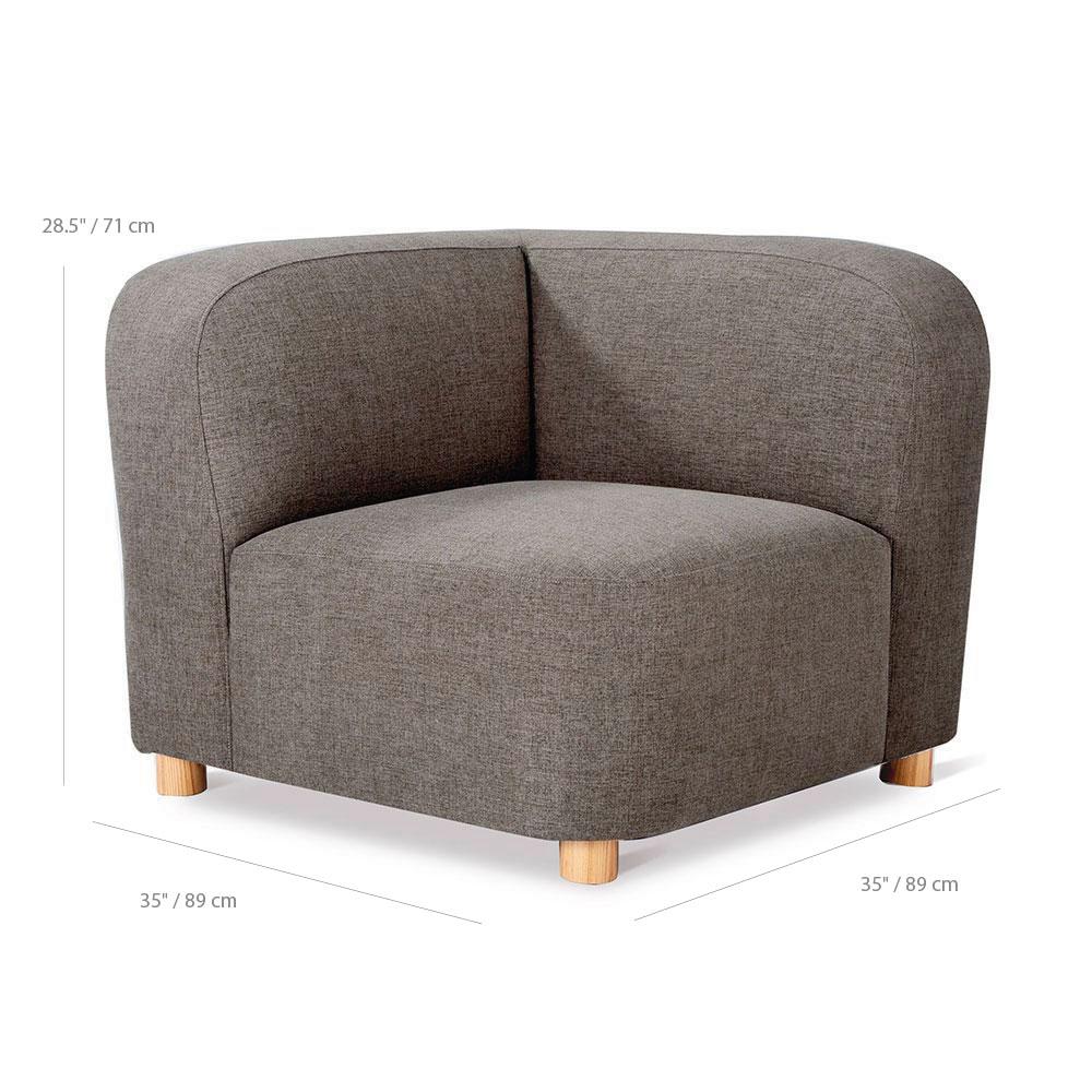 Gus* Modern Circuit Modular, fauteuil de coin modulable, en bois et tissu, dimensions