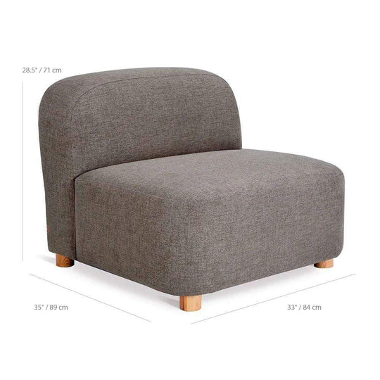 Gus* Modern Circuit Modular 1, fauteuil modulable sans accoudoirs, en bois et tissu, dimensions