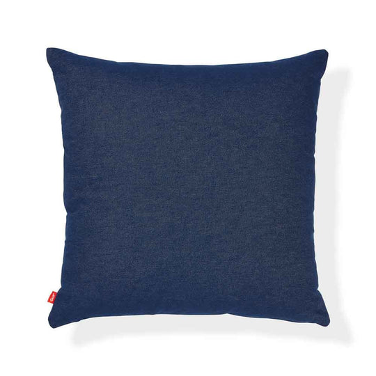 Gus* Modern Duo, coussin décoratif au format carré, en cuir et tissu, denim indigo / luna pearl