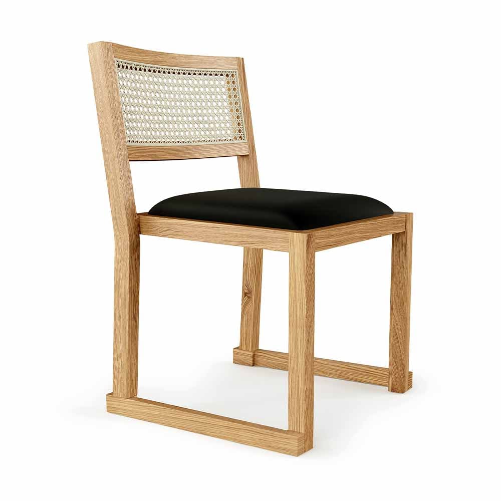 Gus* Modern Eglinton, chaise rembourrée, en cuir et bois, chêne