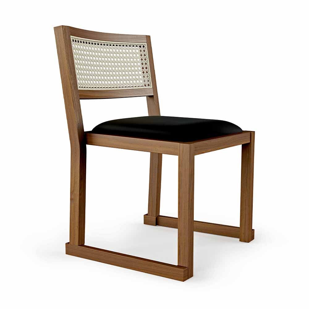 Gus* Modern Eglinton, chaise rembourrée, en cuir et bois, noyer