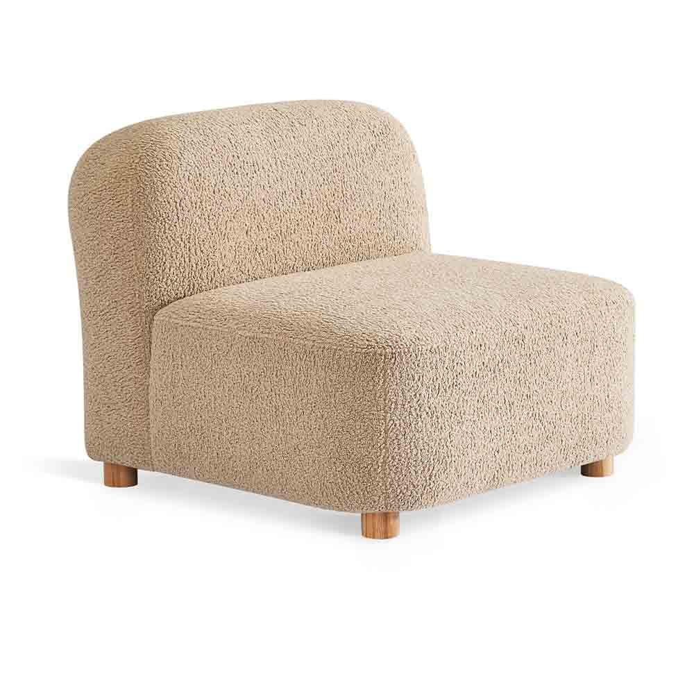 Gus* Modern Circuit Modular 1, fauteuil modulable sans accoudoirs, en bois et tissu, himalaya dune