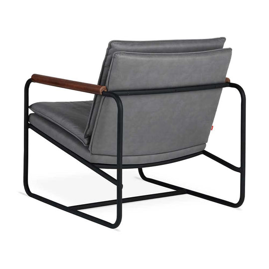 Gus* Modern Kelso, fauteuil, en métal et nubuck, lariat aberdeen, noyer