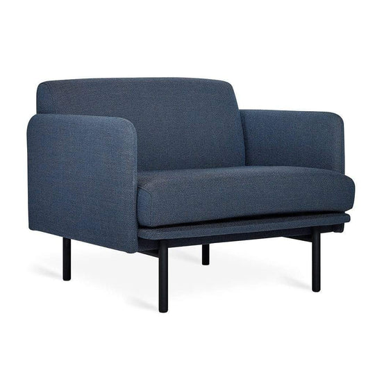 Gus* Modern Foundry, fauteuil, en métal et tissu, hanson navy