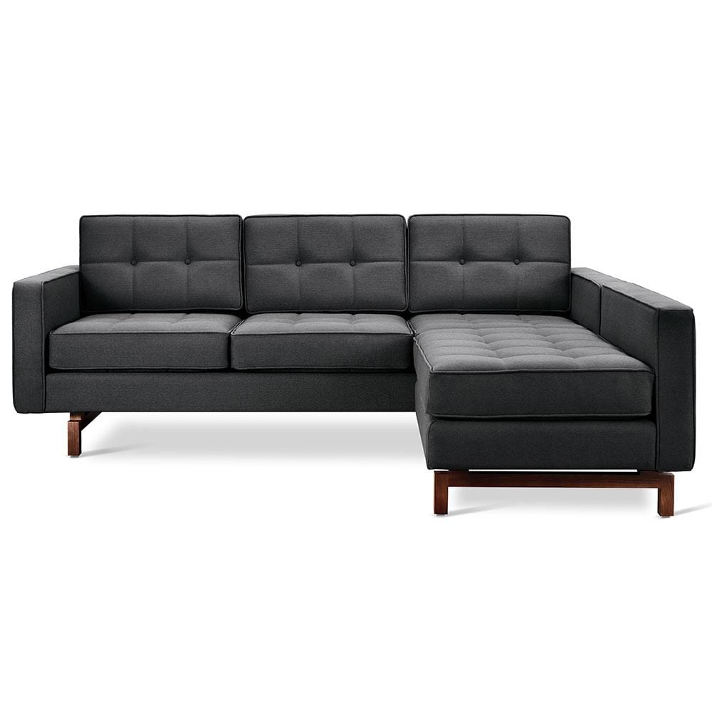 Gus* Modern Jane loft 2, sofa bi-sectionnel, en bois et tissu, urban tweed ink, noyer