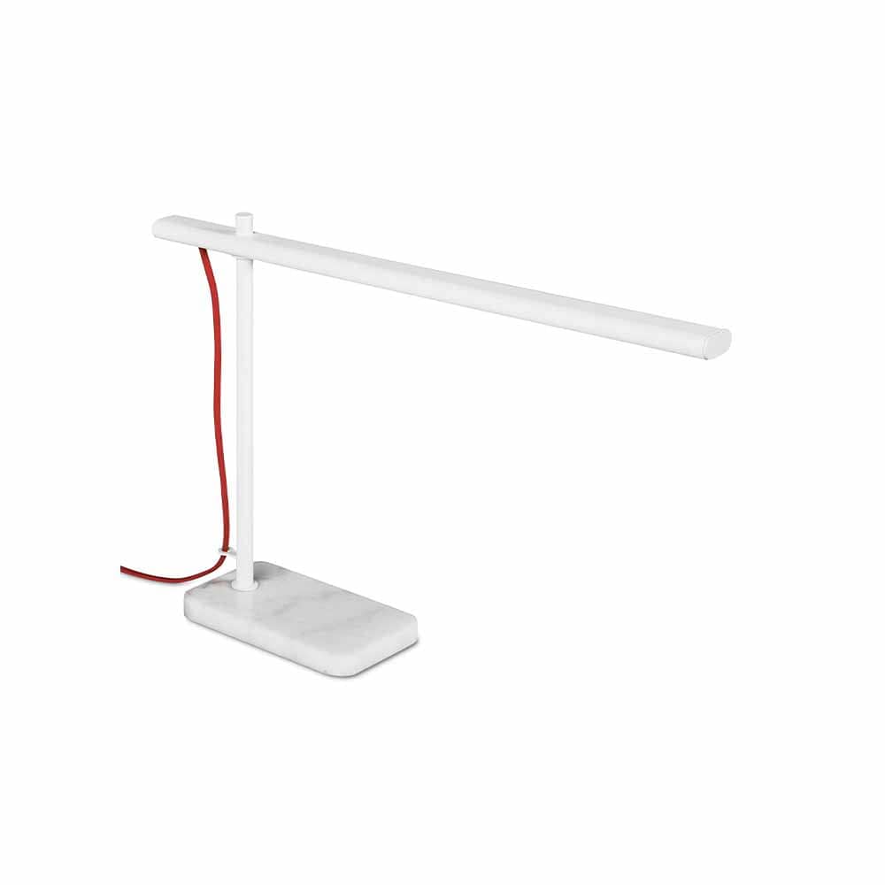 Gus* Modern Lewis, lampe de table ou de bureau, en métal et marbre, blanc