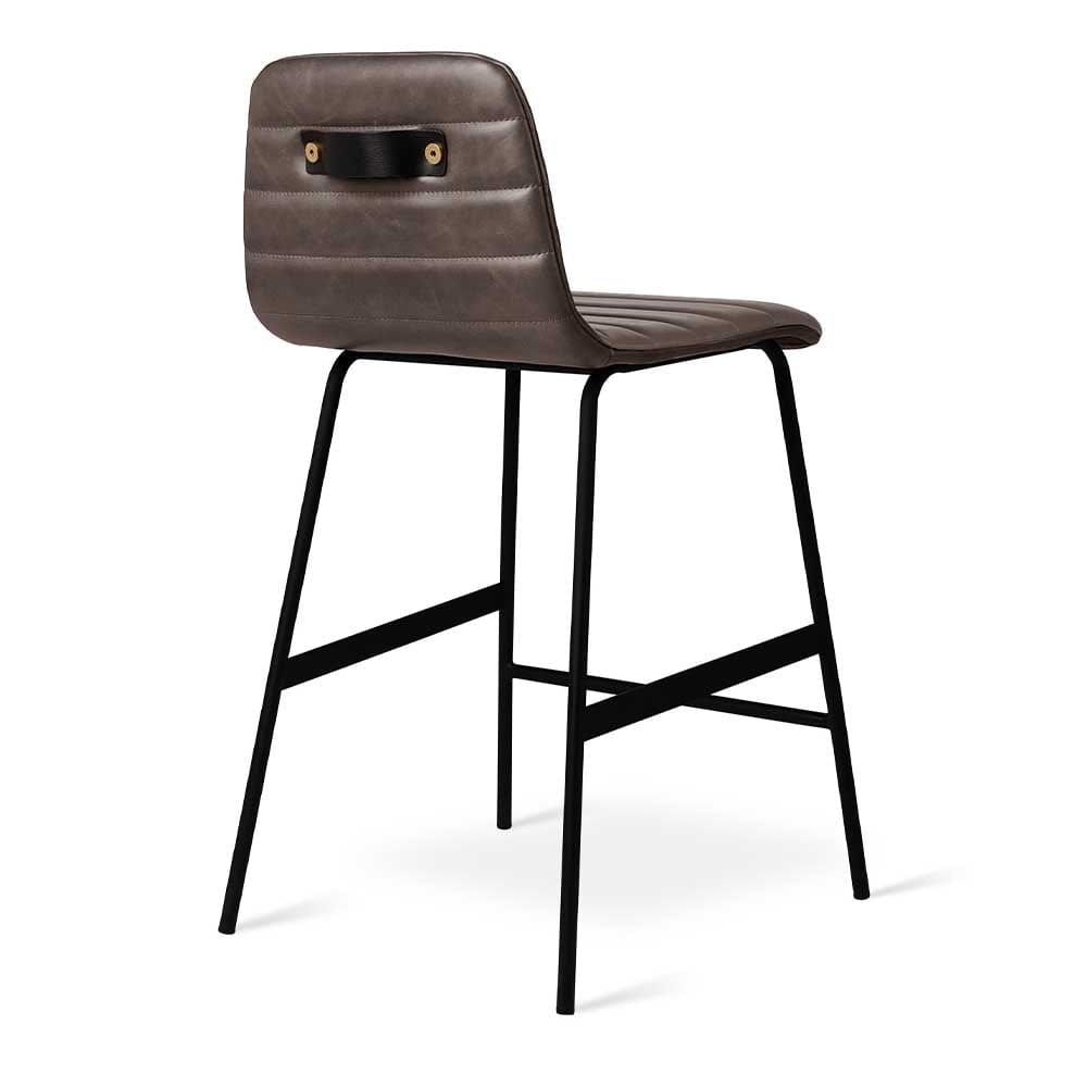 Gus* Modern Lecture, tabouret de comptoir, en métal et cuir ou tissu, cuir gris