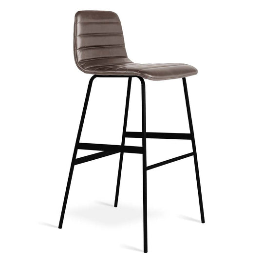 Gus* Modern Lecture, tabouret de bar rembourré, en métal et tissu ou cuir, cuir gris