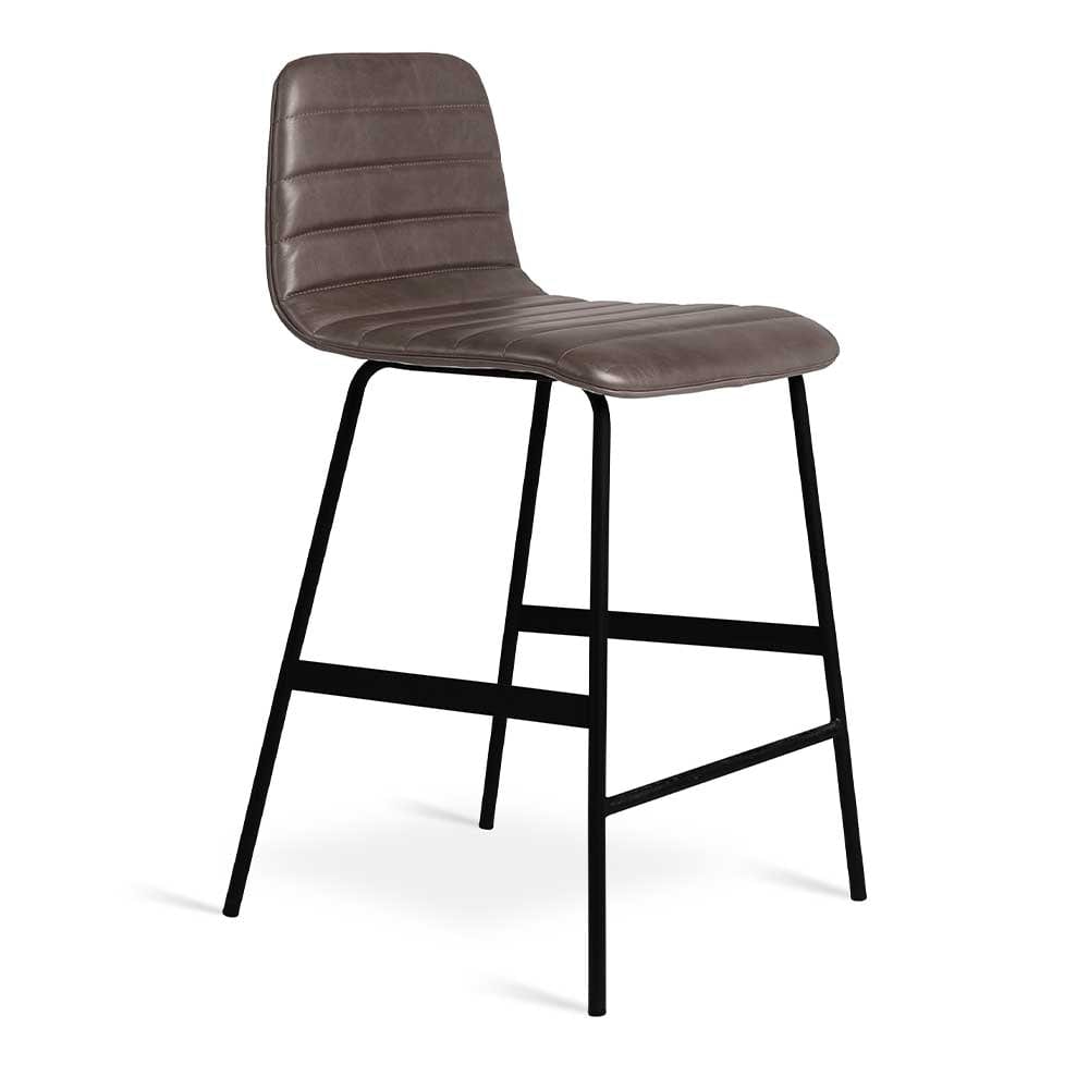 Gus* Modern Lecture, tabouret de comptoir, en métal et cuir ou tissu, cuir gris