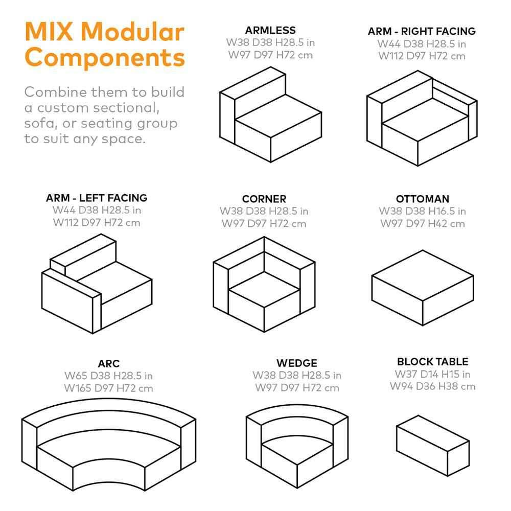 Gus* Modern Mix Modular 3-PC + Ottoman