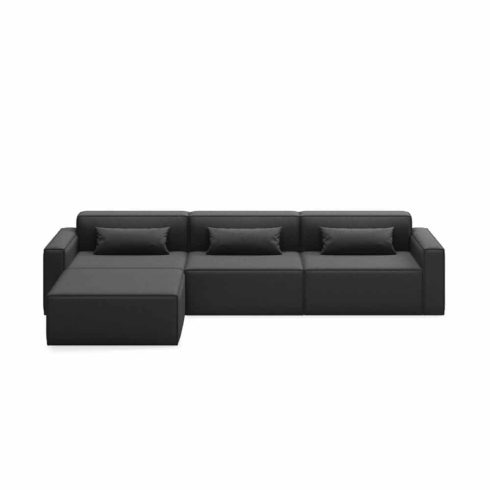 Gus* Modern Mix Modular 4, sofa modulaire 4 places, en bois et tissu, mowat raven