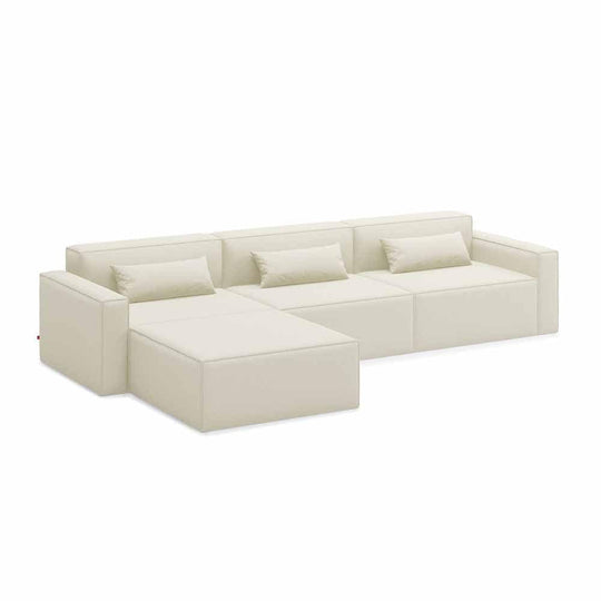 Gus* Modern Mix Modular 4, sofa modulaire 4 places, en bois et tissu, mowat sand