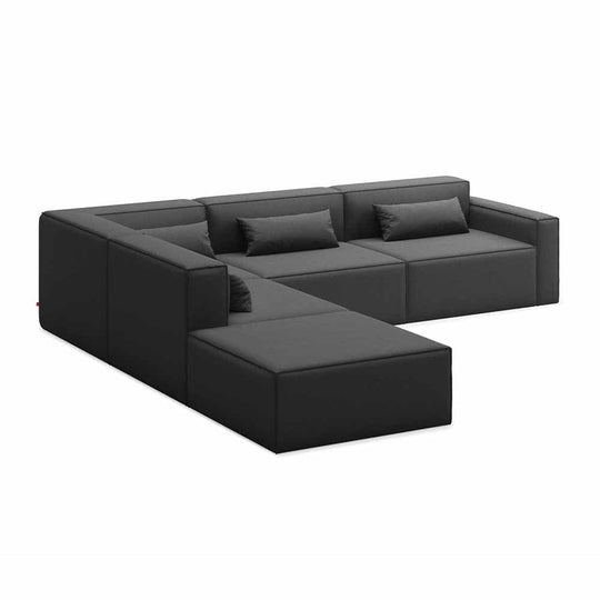 Gus* Modern Mix Modular 5, sofa modulaire 5 places, en bois et tissu, mowat raven, gauche