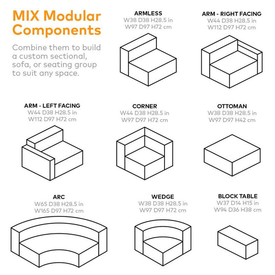 Gus* Modern Mix Modular, dimensions