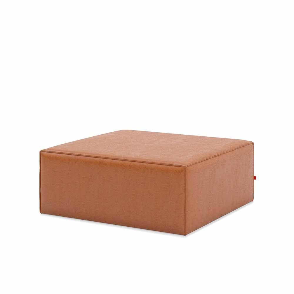 Gus* Modern Mix Modular, en bois et tissu, ottoman, cuir vegan cognac