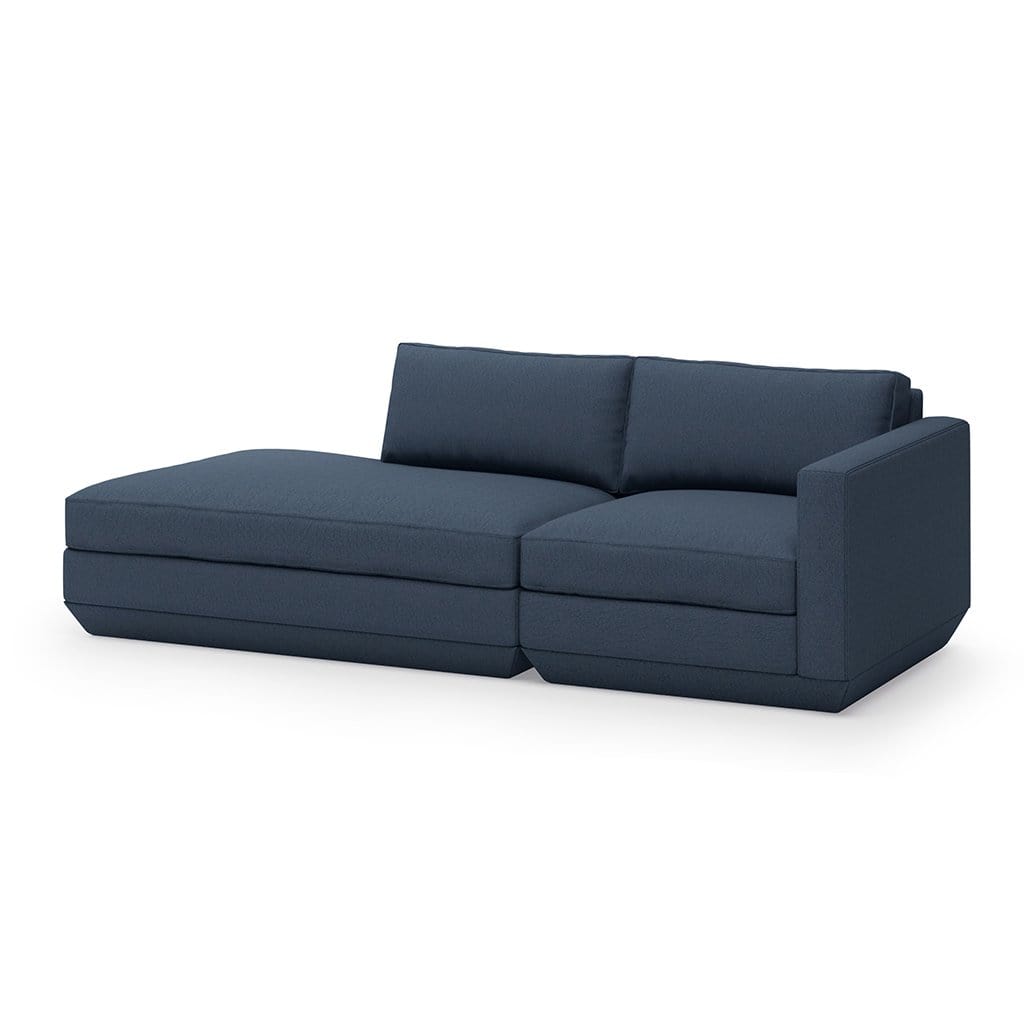 Gus* Modern Podium 2, sofa lounge 2 places, en bois et tissu, hanson navy, gauche