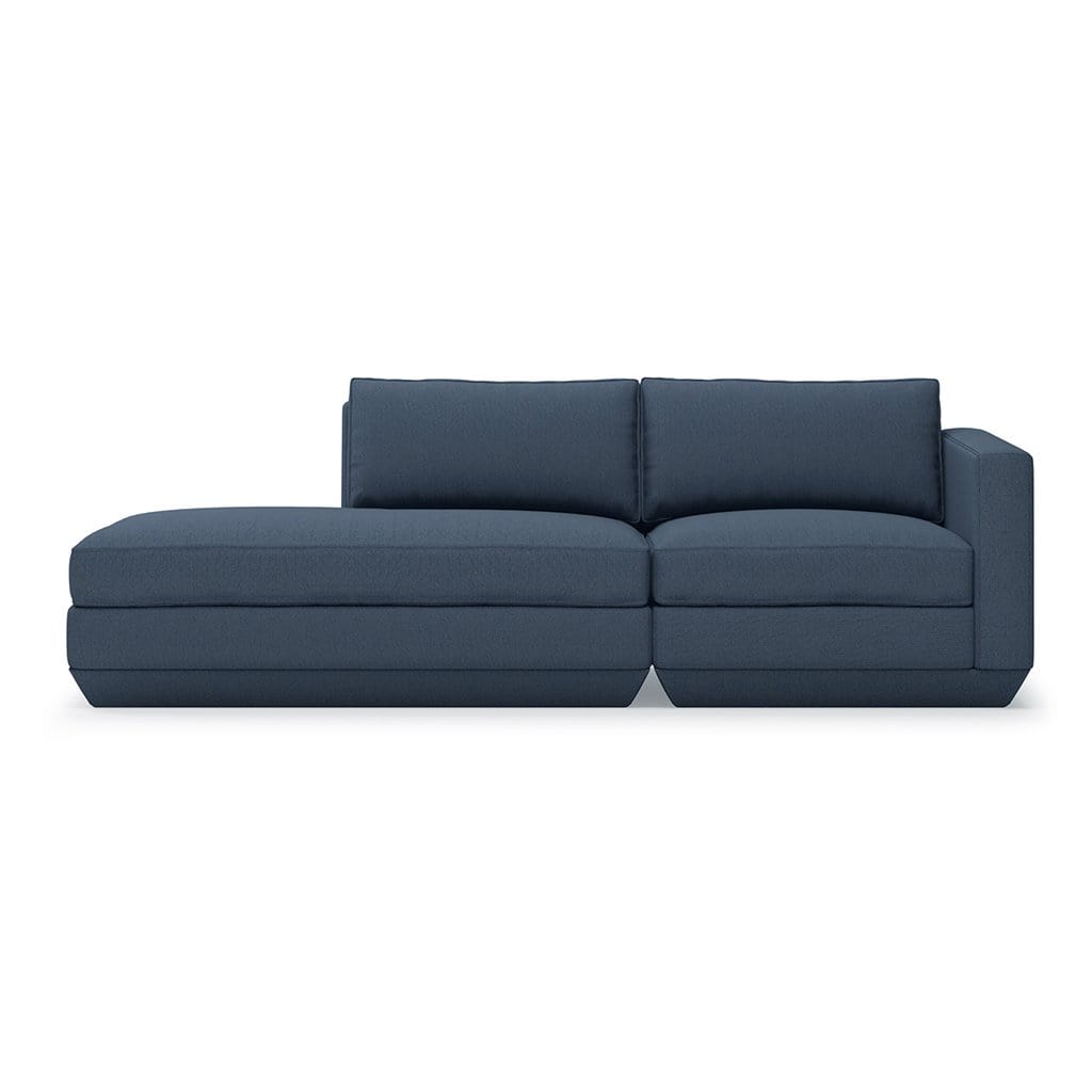 Gus* Modern Podium 2, sofa lounge 2 places, en bois et tissu, hanson navy, gauche