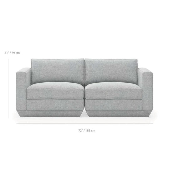 Gus* Modern Podium 2, sofa 2 places, en bois et tissu, dimensions