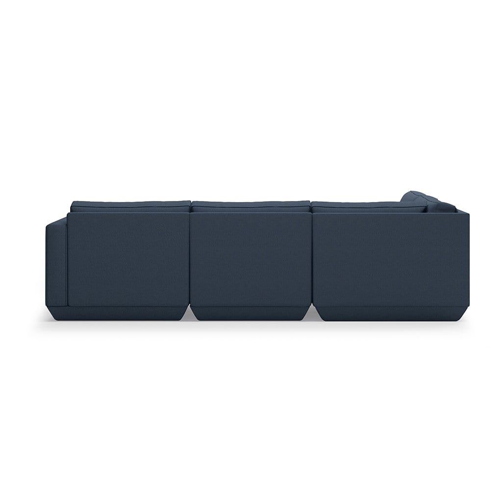 Gus* Modern Podium 4, sofa lounge 4 places, en bois et tissu, hanson navy, gauche