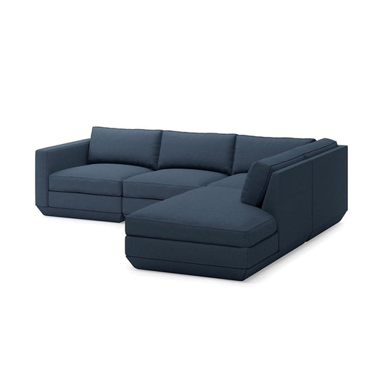 Gus* Modern Podium 4, sofa lounge 4 places, en bois et tissu, hanson navy, droite