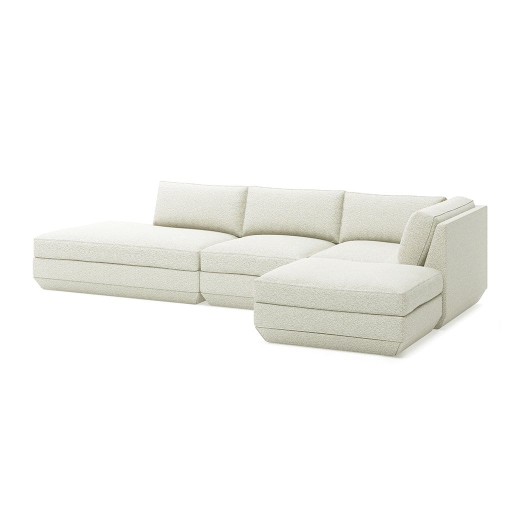 Gus* Modern Podium 4, sofa sectionnel lounge et ottoman, en bois et tissu, copenhagen fossil, droite